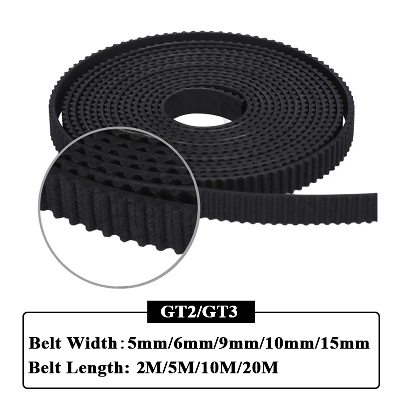 Image of 2 m/5 m/10 m/20 m GT2 GT3 offener Zahnriemen, Breite 5 mm/6 mm/9 mm/10 mm/15 mm, GT2 GT3-Riemen, Gummi-Aramidfaser, Länge geschnitten, für 3D-Drucker
