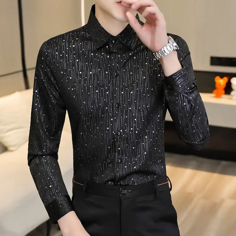 

New Plus Size Mens Dress Shirt Spring Long Sleeve Male Clothing Regular Fit Business Shirts Men Comfortable Fashion Shirt A69