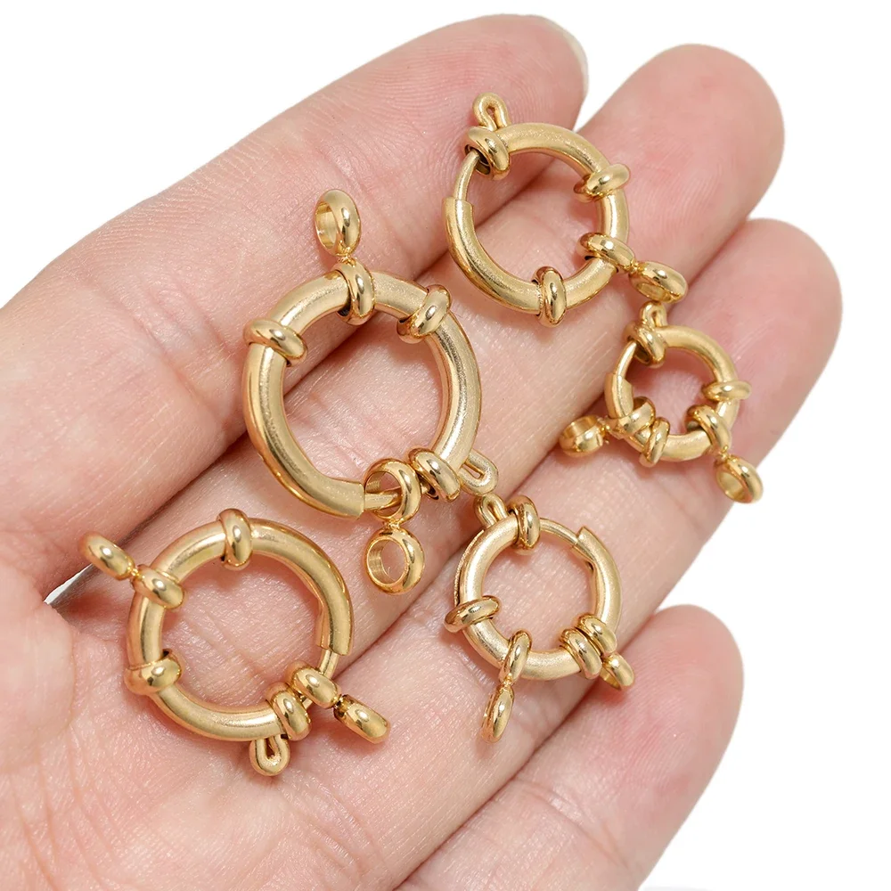 5 Stück Edelstahl-Rundringverschlüsse mit Federmechanismus, Verbindungsstücke für Halsketten, zum Basteln von Armbändern und Schmuck, Zubehör. – Detail 5