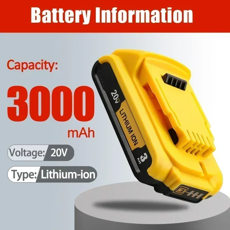 

18V 20V 3.0Ah DCB203 Li-ion Battery for Dewalt Max Tools DCB205 DCB206 DCB204 DCB200 DCB182 DCB180 DCB230 DCD DCF DCG Series