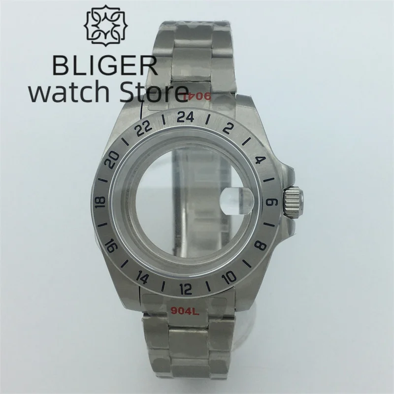 

BLIGER 40mm watch case sapphire glass fit NH35 NH36 NH34 PT5000 movement Silver Jubilee/Oyster bracelet