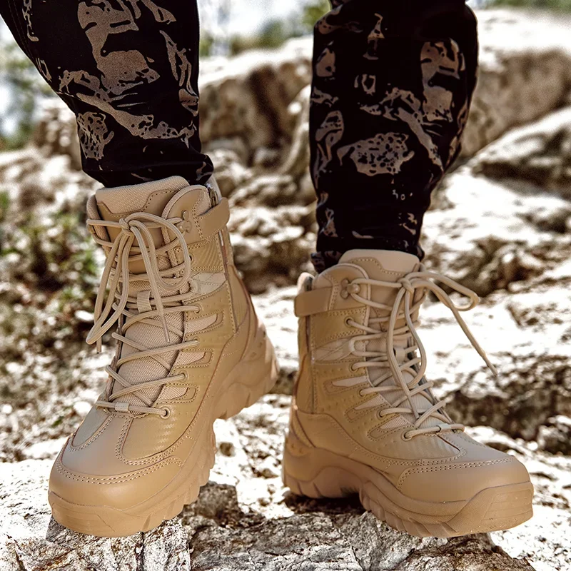 Men Platform Boots Shoes for Men Outdoor Sports Hiking Camping Sneakers High-end Motorcycle Boots Tactical Unisex Adult