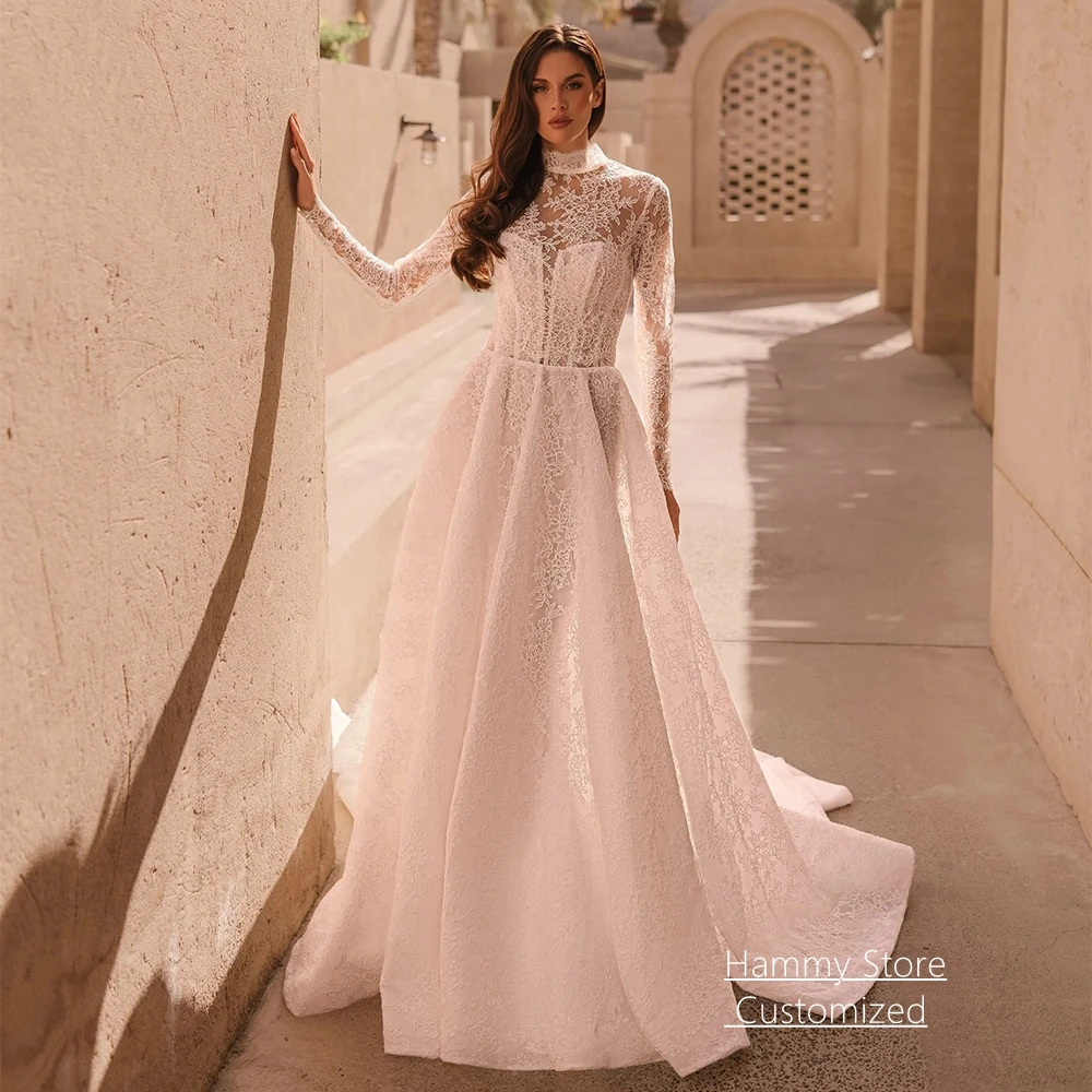 Exquisite Wedding Dress Customized Strapless See Through A Line Sweep Train Bridal Gown with Long Sleeves Bolero Jacket