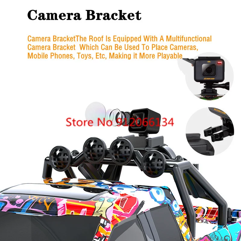 4K HD Camera 1:8 Large High Speed Remote Control Truck 2.4G 46CM 4WD LED Lighting Suspension Shock Absorbers RC Toy Car Boy Gift