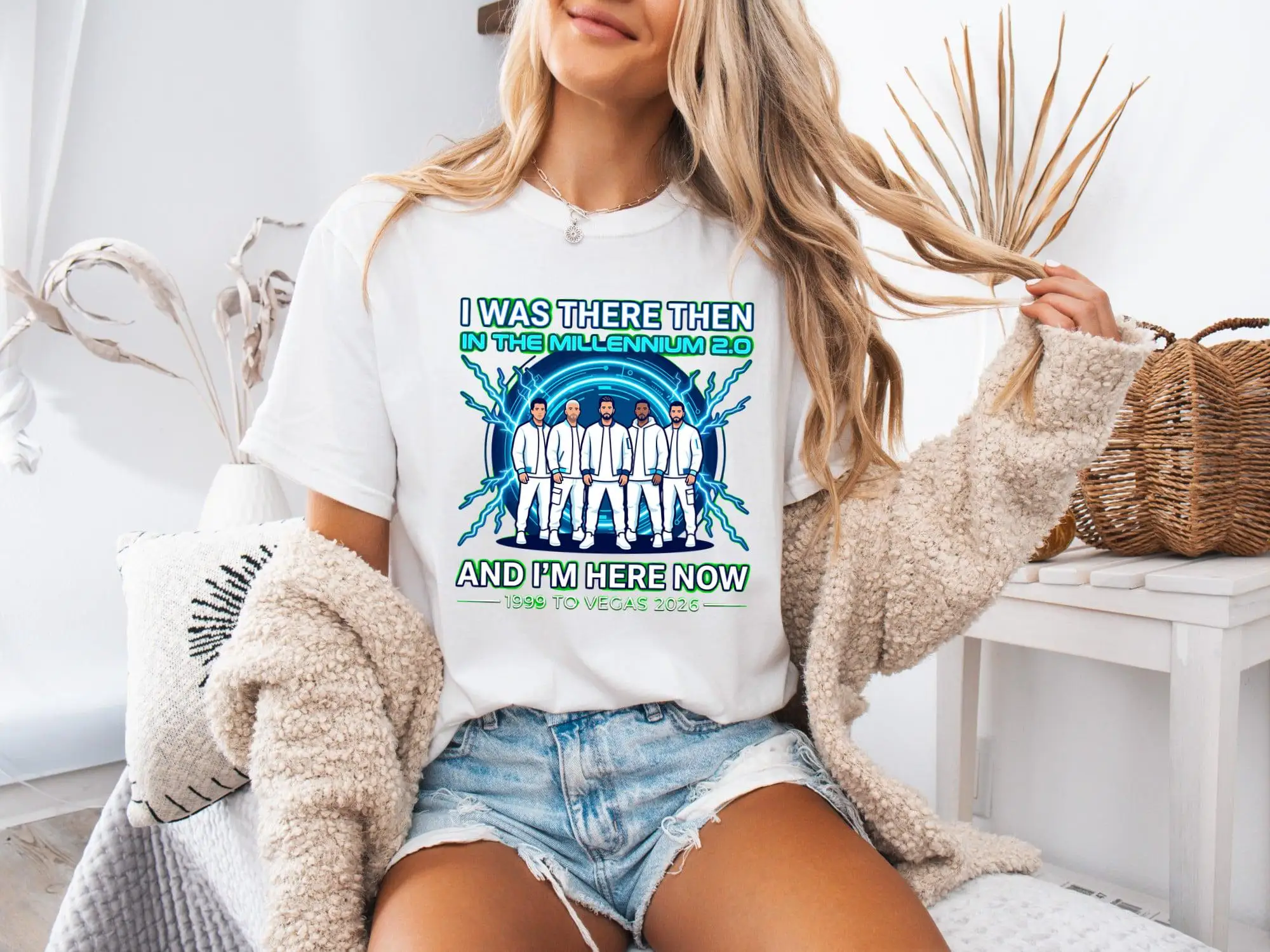 Backstreet Boys Millennium 2.0 Vegas Concert Graphic T‑Shirt Unisex Short‑Sleeve Casual Top For Pop Band Fan Retro Streetwear