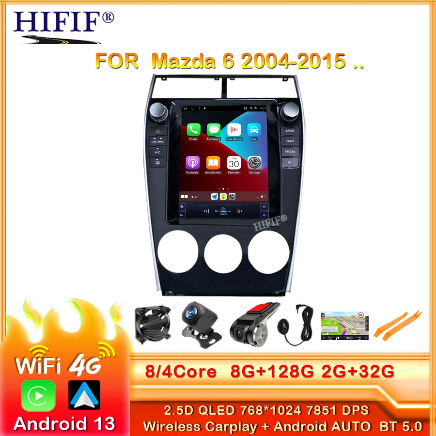 Car Radio Stereo 2 Din Android 13 For Mazda 6 Mazda 6 2004 - 2015 Multimedia Video Player Auto GPS Navigation Carplay