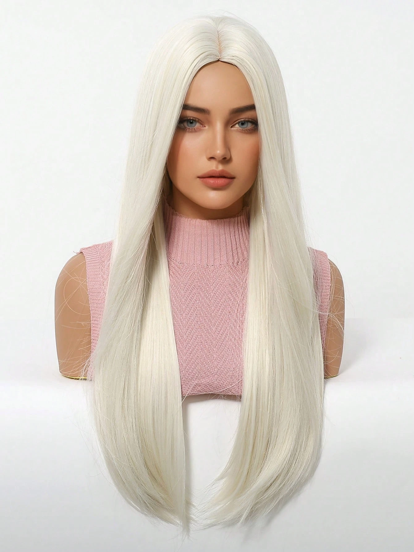 High-Quality Natural Layered Long Straight Hair 26 Inches 613 # Long Straight Hair Wig with Bangs, Synthetic Heat-Resistant Wig, Suitable for Women for Holiday Parties, Vacation Travel, and Daily Wear, Natural and Sexy Look.