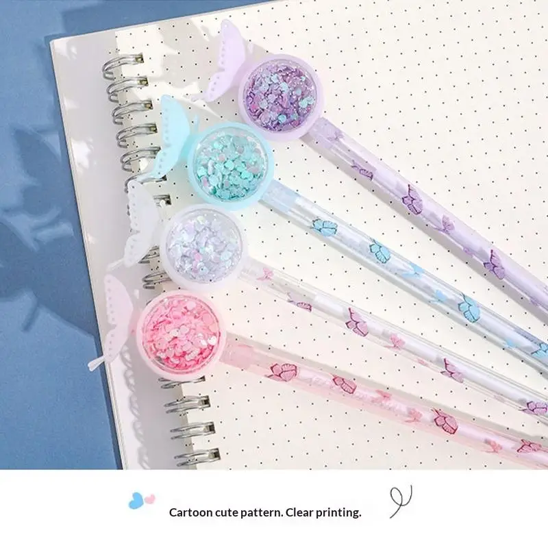 

1PCS Creative Sequin Butterfly Gel Pen Cartoon Student Writing Pen Office School Supplies Signature Water-based Roller Pen
