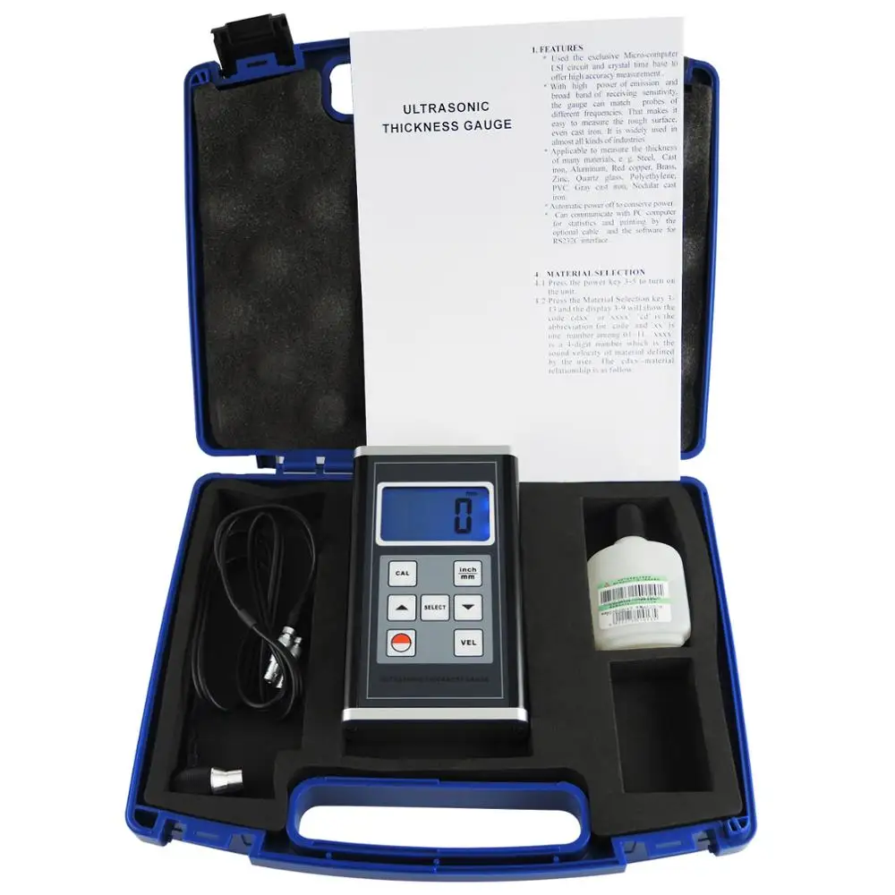 Digital ultrasonic thickness gauge 0.9~ 400mm series iron pipe polyvinyl chloride red copper (can be customized with samples)