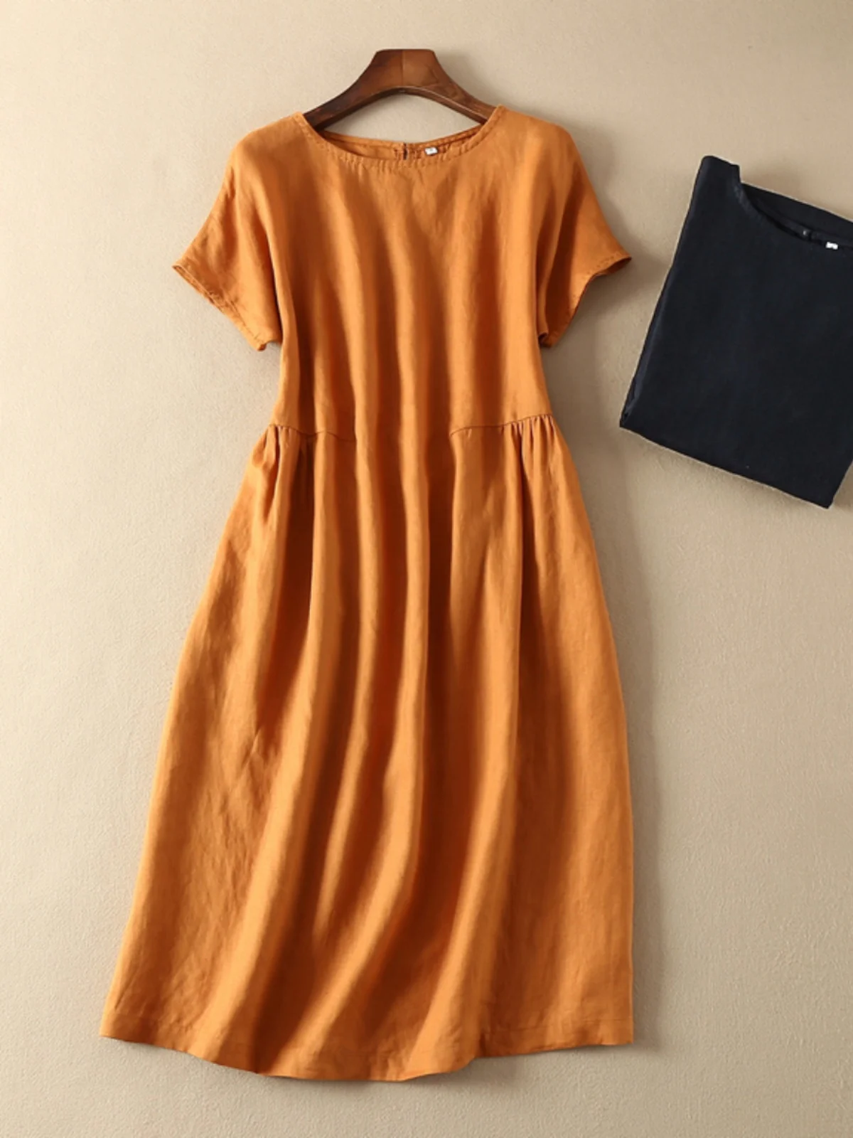 

Летнее хлопковое женское платье с завышенной талией, облегающее, в этническом стиле, с круглым вырезом, цельное, для защиты от солнца