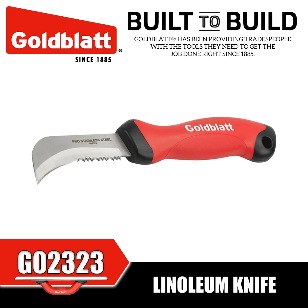 GOLDBLATT G02323 Linoleum Knife Hand Tools Multifunctional Soft Grip Carpet Knife