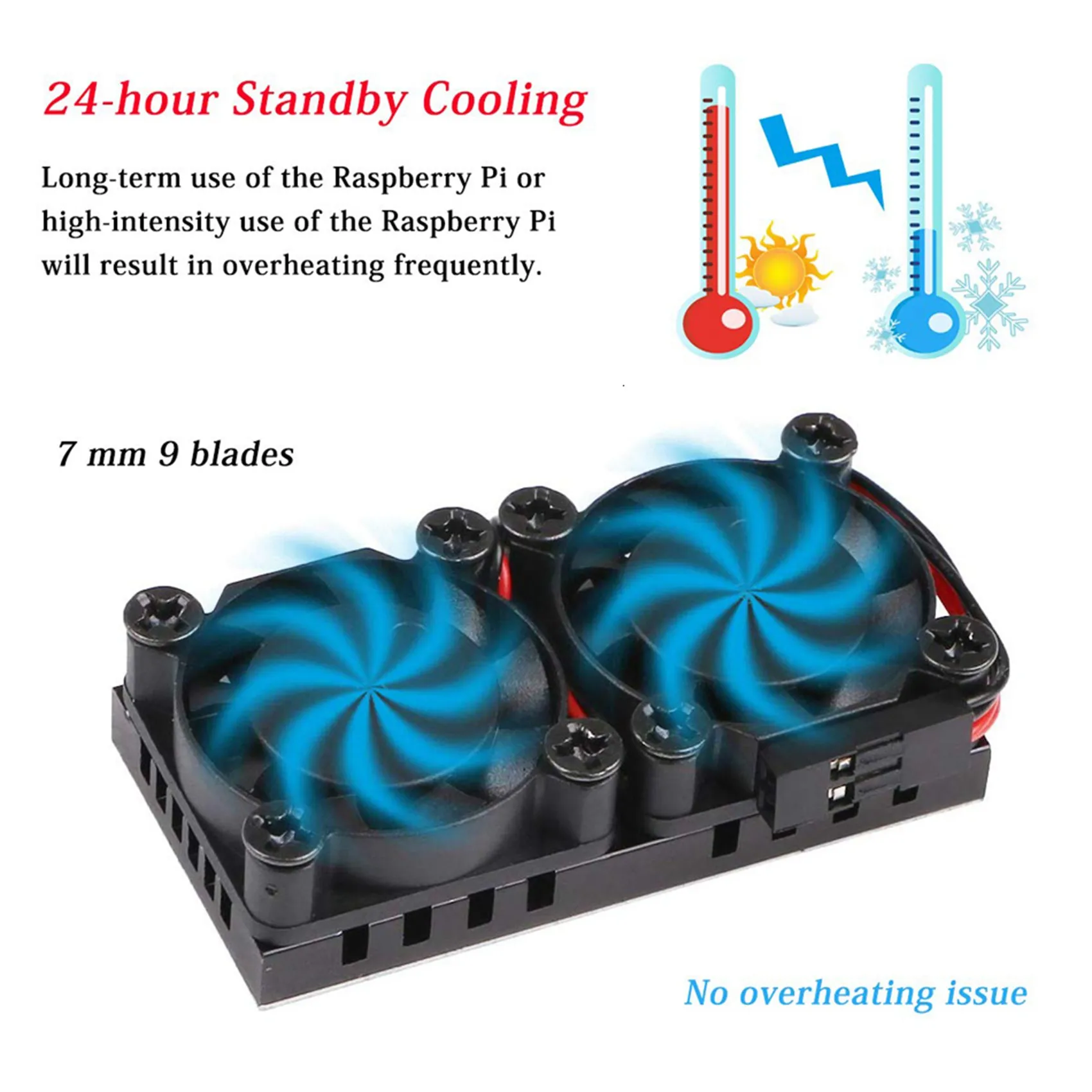 Raspberry Pi 4 modelo B ventilador duplo com dissipador de calor, Ventiladores duplos finais, Refrigerador para Raspberry Pi