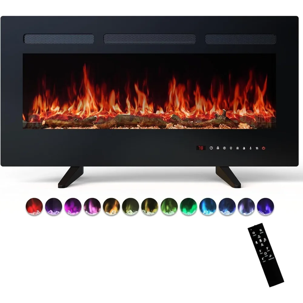 

Sweetcrispy 36-inch Electric Fireplace: Wall-Mounted or Recessed, 1500W/750W Adjustable Heat, with Remote Control
