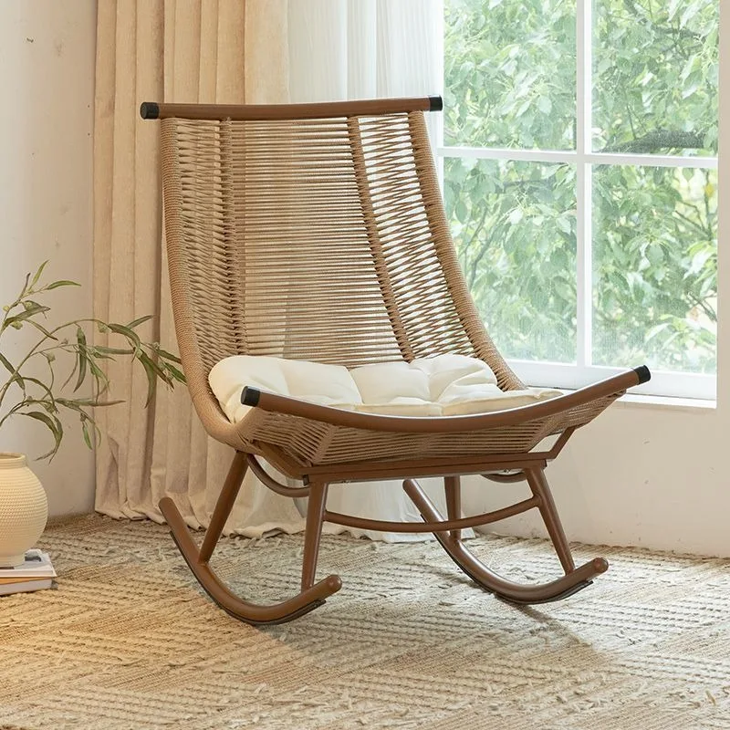 Outdoor tables and chairs, household balcony courtyard, rattan leisure chair, lunch break rocking chair