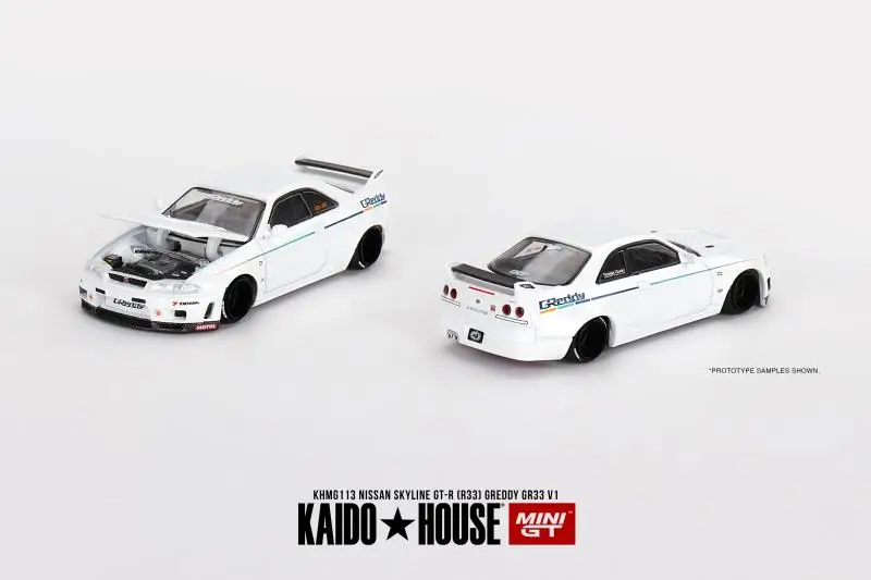 Kaido House & MINIGT 1:64 nissan GT-R (R33) Greddy GR33 V1 Collection of alloy figure car decoration gift