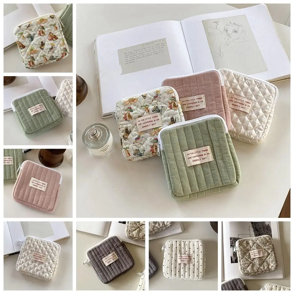 

Flower Pendant Sanitary DIY Napkin Storage Bag Korean Style Small Item Bag Storage Cloth Bag Data Cable Storage Bag Ox Cloth