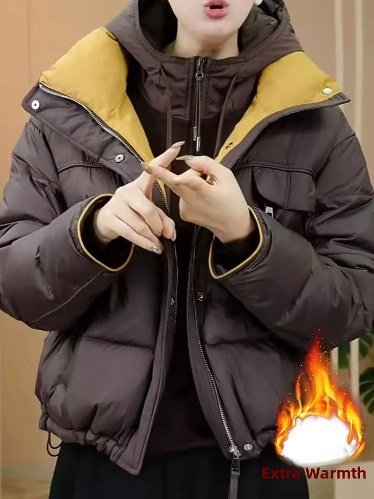 

Женская утепленная повседневная куртка с воротником-стойкой, длинная, на молнии, в корейском стиле, цветная