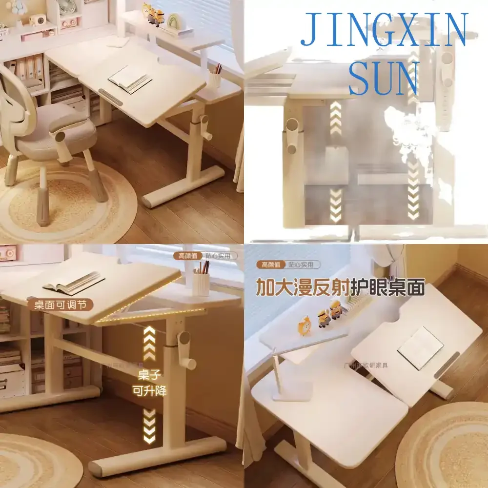 Adjustable Height Childrens Study Table with Chair Set for Small Apartment Dorm Room Home Office for Kids Students for