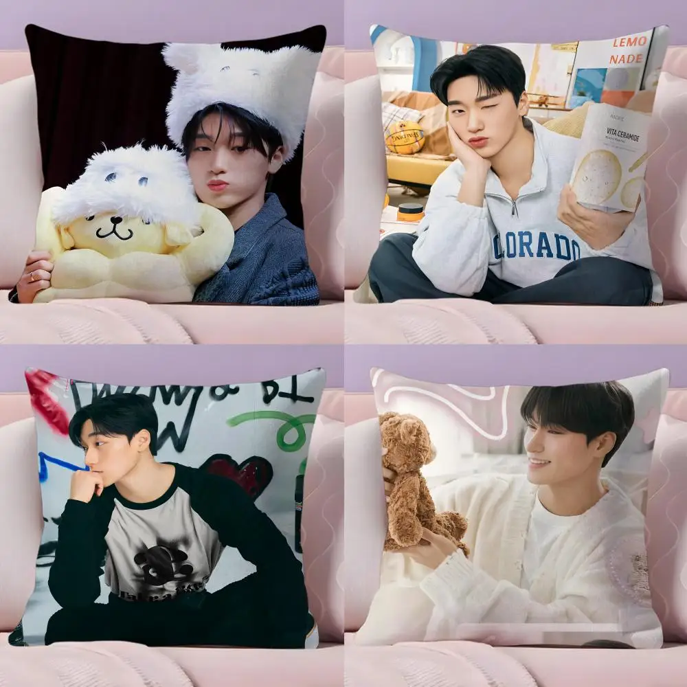 Kpop A-Ateez C-Choi San Cushion Cover Plush Fabric Soft Double-Sided Printed Sofa Warm Winter Home Gift Pillow Cover