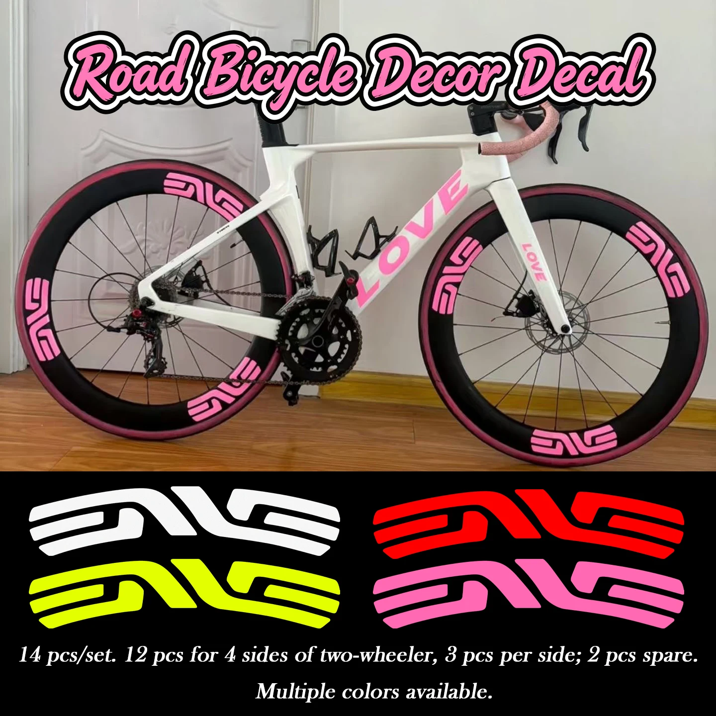 Adesivos de Vinil Refletivos e Impermeáveis ENVE para Cubos de Roda de Bicicleta (14 Peças) - Acessórios para MTB, Bicicletas de Estrada e Ciclismo