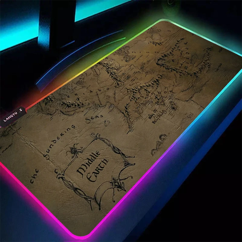 Alfombrilla de ratón RGB con retroiluminación, 90x40cm, T-The Lord of the Rings, accesorios para videojuegos, alfombrilla LED para ratón, alfombrilla para teclado, alfombra para escritorio