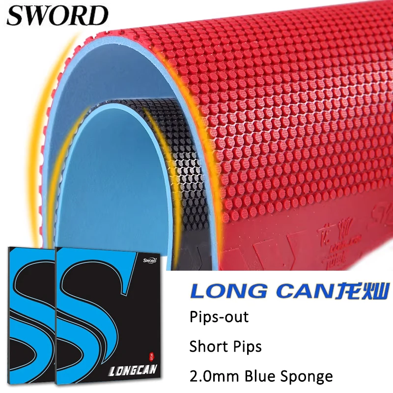 

Накладка для настольного тенниса SWORD LONGCAN с короткими накладками, синий губчатый слой 2,0 мм, одобрено ITTF, для быстрой атаки