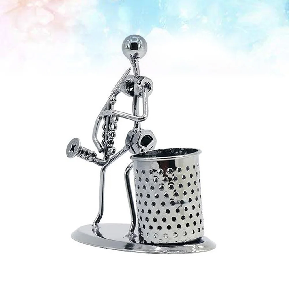 Desktop saxofone escova pote música criativa homem lápis vaso presente para estudantes homem mulher desktop caneta titular