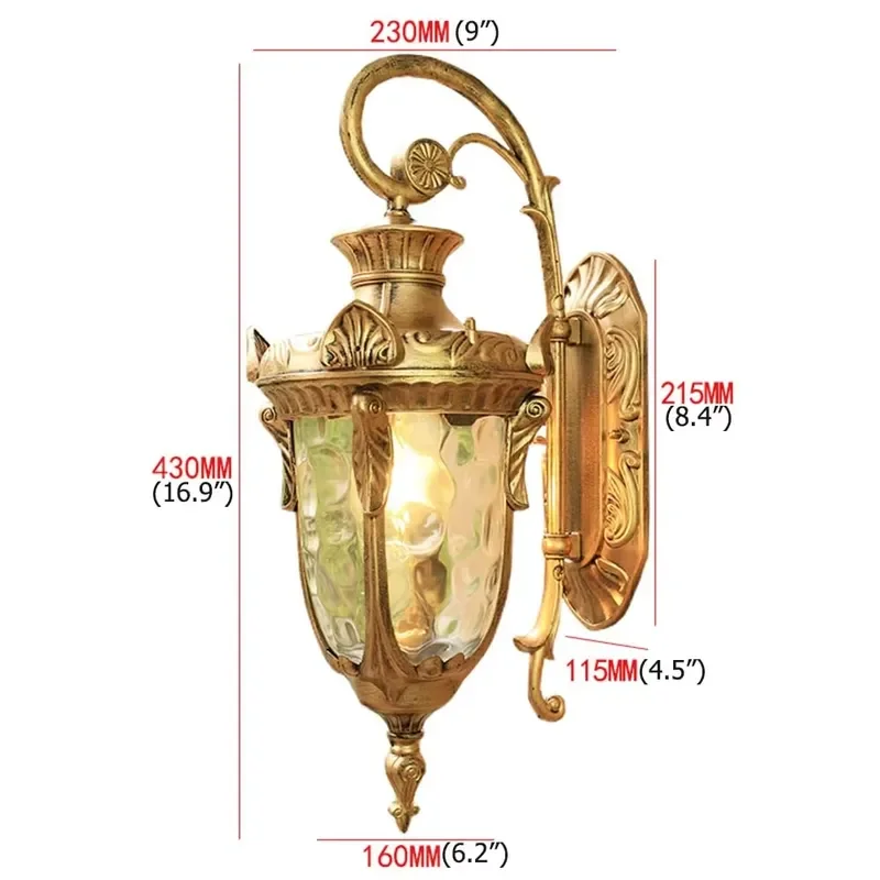 Waterproof LED Outdoor Wall Sconce Classical Retro Wall Light Fixture for Home Aisle Patio Porch
