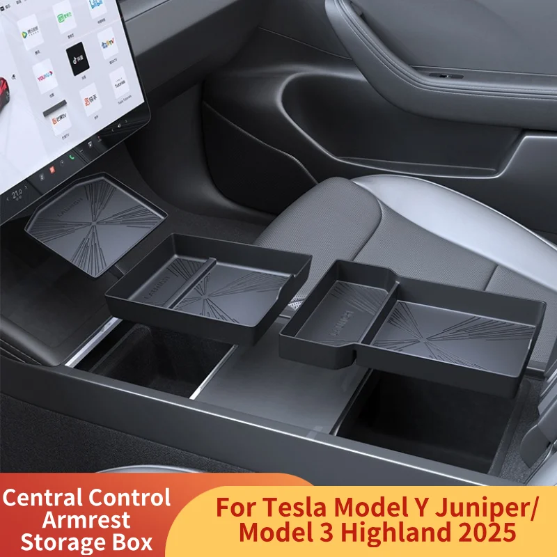 

Ящик для хранения центрального управления для Tesla Model Y Juniper/Model 3 Highland 2025, подлокотник, лоток, противоскользящая защитная накладка, силикон