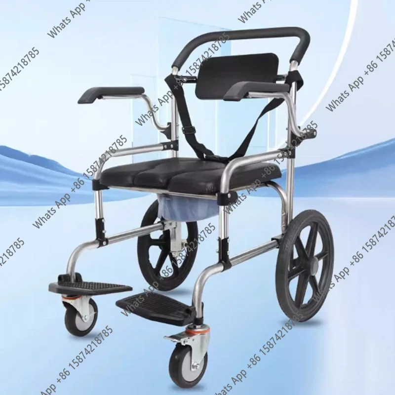 X68 Folding Toilet Bathroom Chair Elderly Portable Medical Wheels Stool Space Saving Bedroom Disabled Silla Plegable Home Furnit