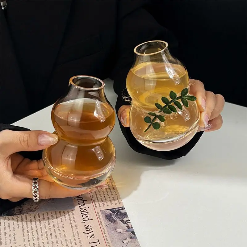 

150ML Creative Gourd Cup Glass Wine Tea Cup Cold Brew Cold Transparent Cup Fruit Wine Sub-packaging Teacup Drinkware