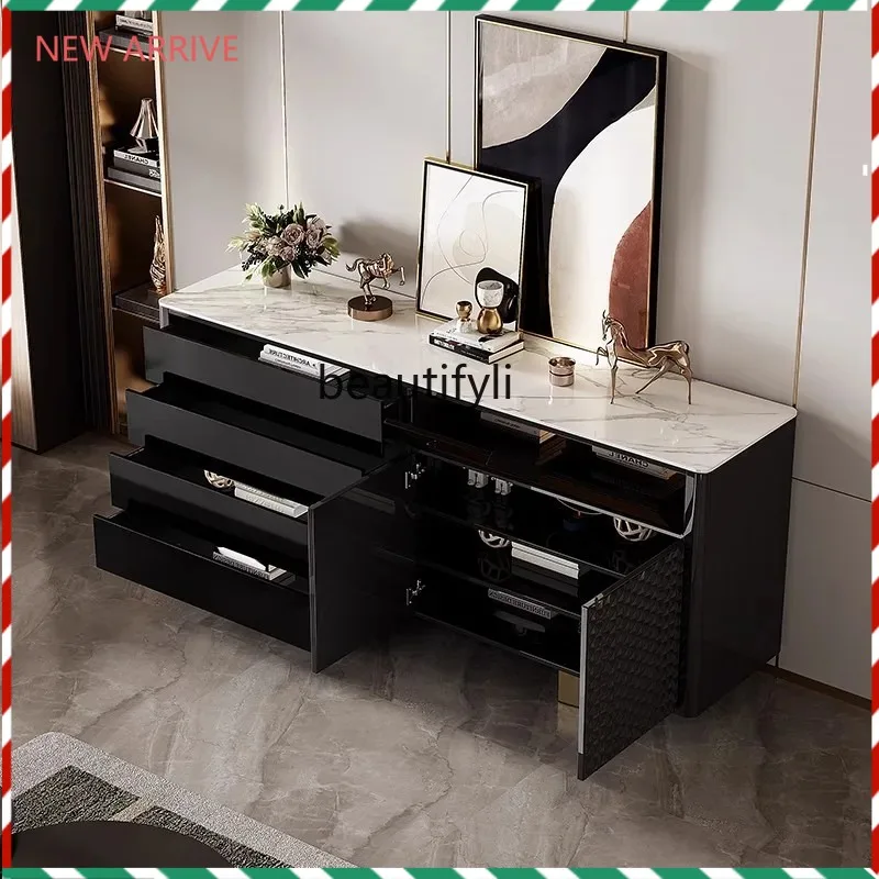 

V132 Italian light luxury dining side cabinet foyer porch cabinet living room wall decorative locker