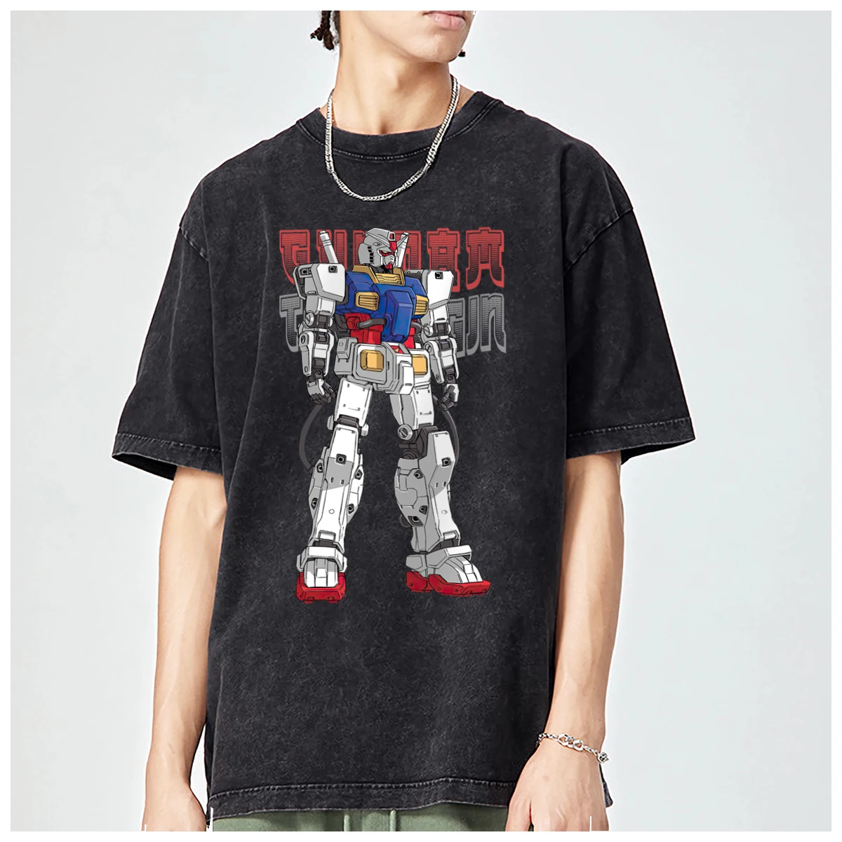 Gundam Mobile Suit RX-78-2 Unit 01 Plamodel Oversized t shirt mens Womens Trendy Fashion Casual Vintage Washed Cotton Tops Y2k