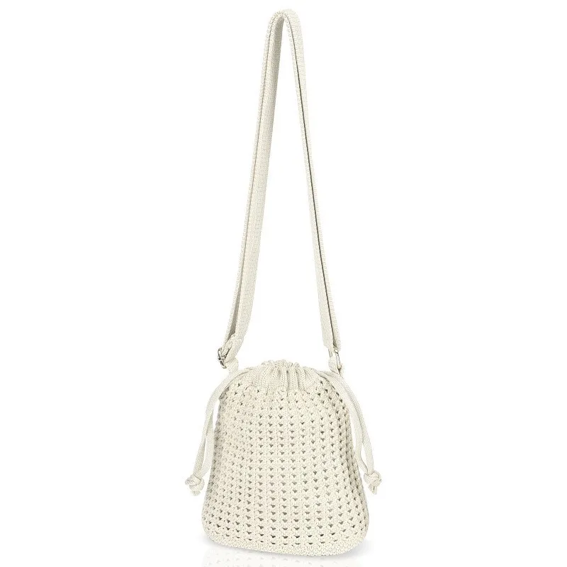 1pcs Women's Straw Crossbody Bag with Drawstring Shoulder Crossbody Bag Beach Shoulder Bag Portable Storage Bag
