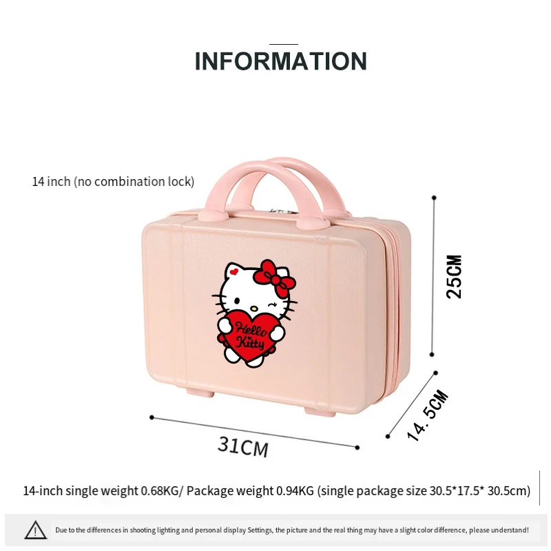 Hellokittys Cosmetic Case Sanrios Mini Suitcase Small 14 Inches Girl Kawaii Cartoon Suitcase Light Short Distance Suitcase