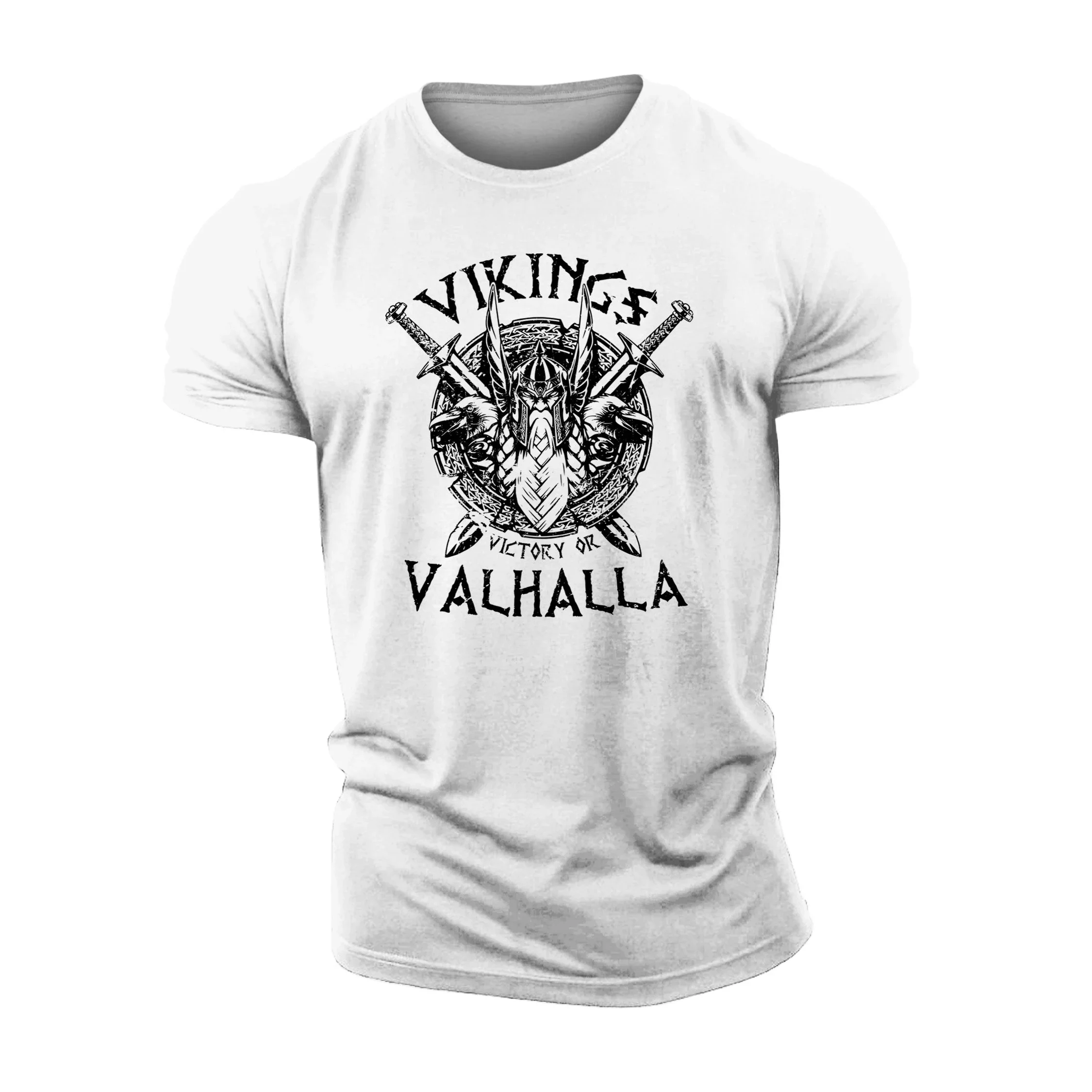 2024 New Tight Body Highlights 3D Printed Viking T-shirt High Quality Crewneck Men\'s Fitness T-shirt Gym Short Sleeve Top Breath