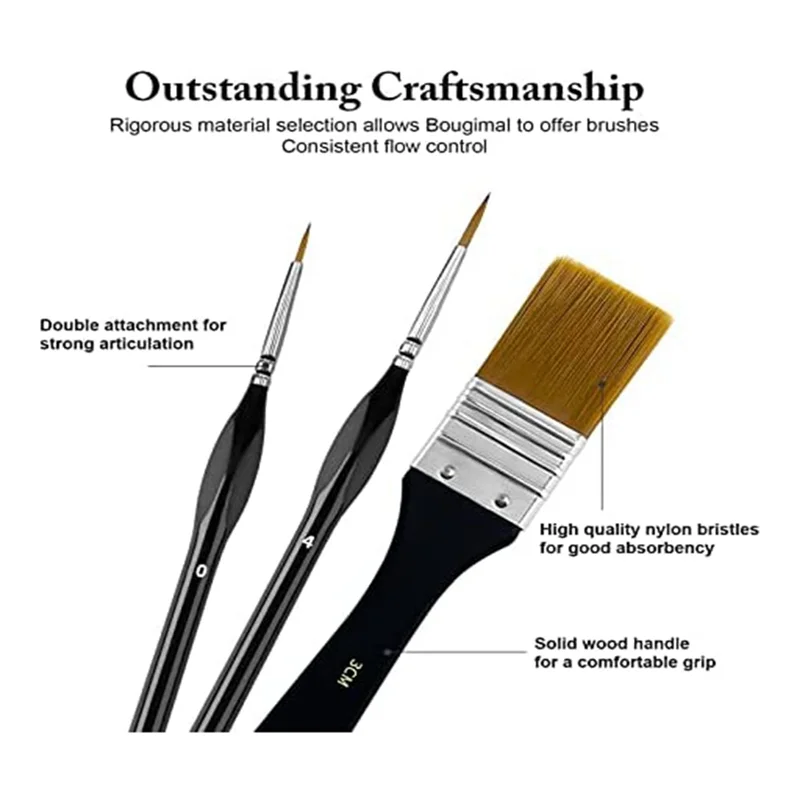 32 Pieces Paint Brush Set, Artist Series, Nylon Bristles with Round, Square, Flat, Fan Brush, for Acrylic Painting, Oil