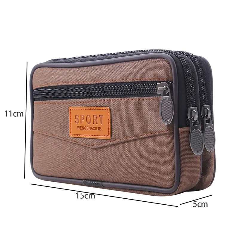 1PC Mobile Phone Belt Bag For Men Coin Purse  Pouch Card Holder Canvas Fanny Pack