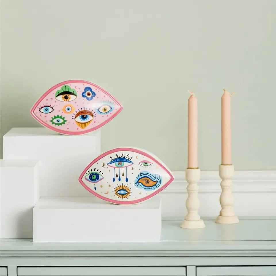 Goldbemalte Keramik im nordischen Stil, Teufelsaugen, Tischdekoration, Heimdekoration, Souvenirs