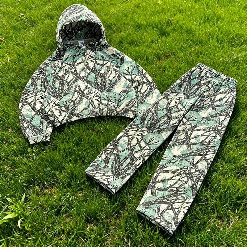 

Y2K Harajuku мужская зеленая камуфляжная готическая уличная одежда в стиле хип-хоп комплект из 2 предметов для мужчин и женщин толстовка с капюшоном большого размера спортивные штаны комплект