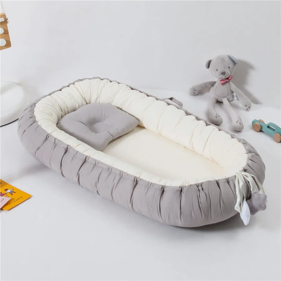 Detachable Washable And Portable Anti Pressure Baby Crib Cotton Middle Infants Sleeping Bed With Pillow For Travel Dropshipping