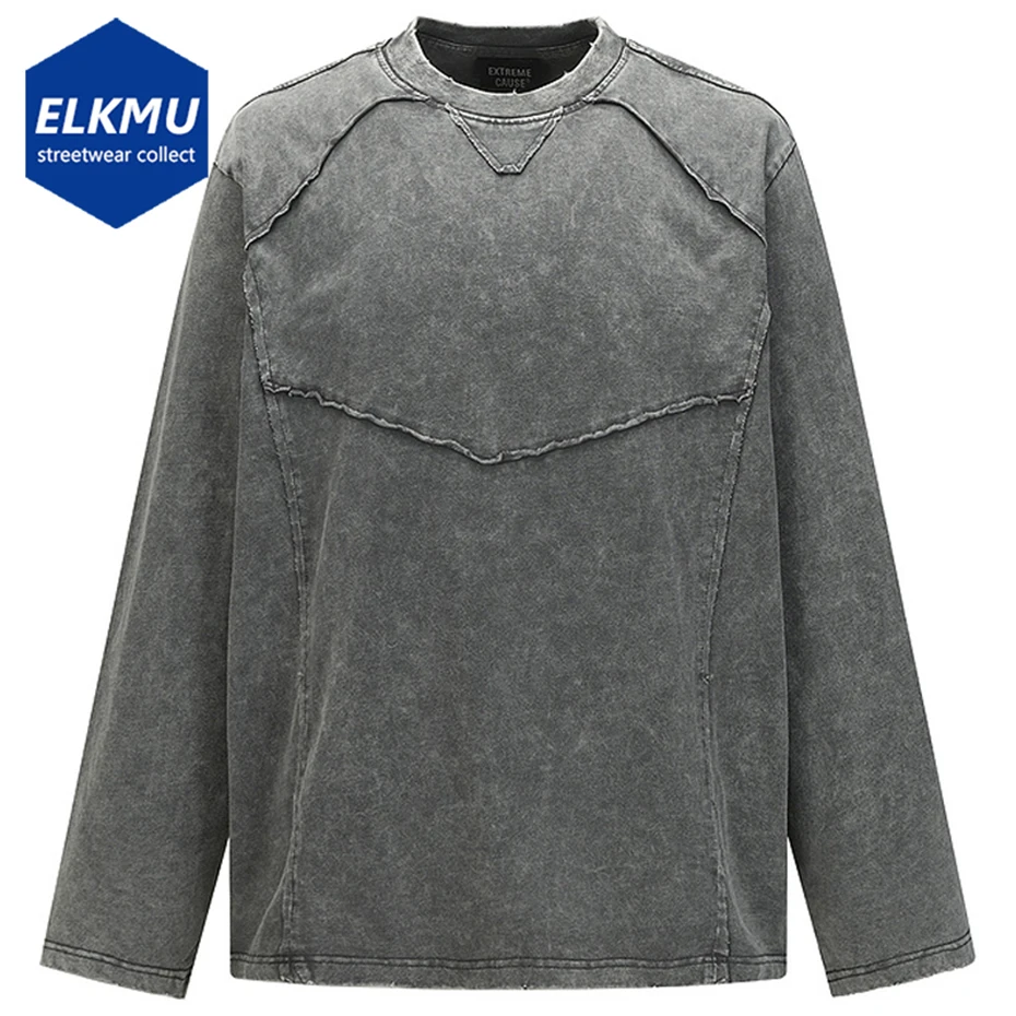 

Streetwear Harajuku Hip Hop T Shirts Vintage Oversized Long Sleeve T-shirts Loose Retro Long Sleeve Tee Top