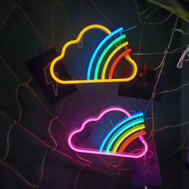Rainbow Cloud Neon Sign USB/Battery Operated Neon Light for Room Bedroom Event Wedding Party Home Decor Christmas Birthday Gift