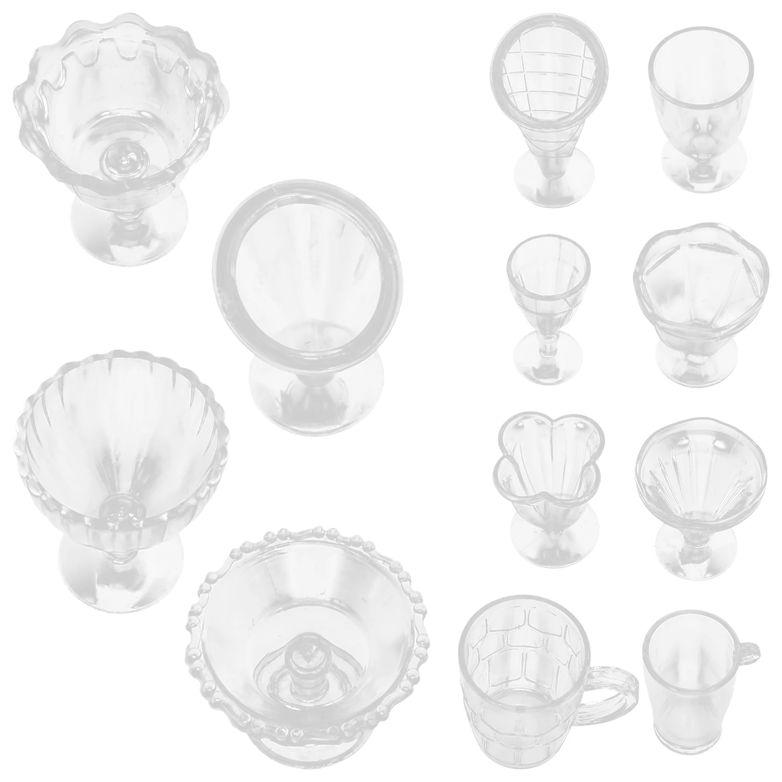 

4 Set Ice Cream Crystal Cup Cups Mini Model Coffee Dollhouse Miniature Tea Decoration Plastic for Crafts Travel Kettle