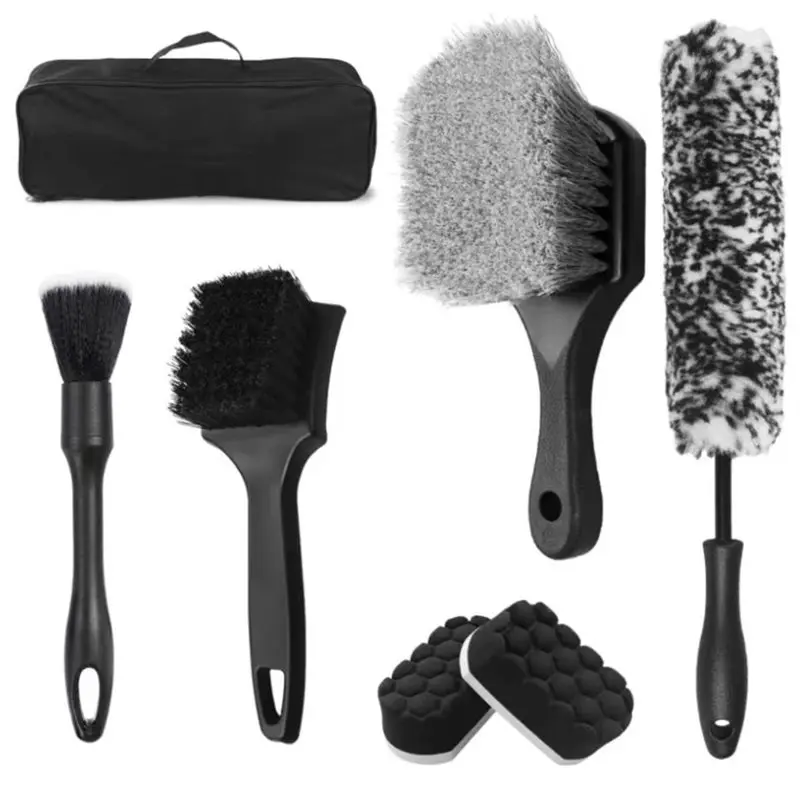

ABZV-Car Wheel Brush Kit Wheel Brushes For Cleaning Wheels,Tires Microfiber Flat Wheel Brush