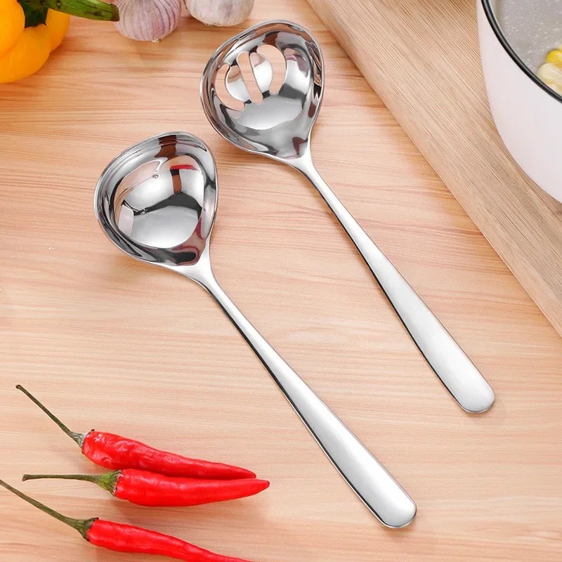 Stainless Steel Golden Soup Spoon, Ladle, Scoop, Colander, Kitchenware, Cooking Utensils, Kitchen Tableware, Long Handle, Home