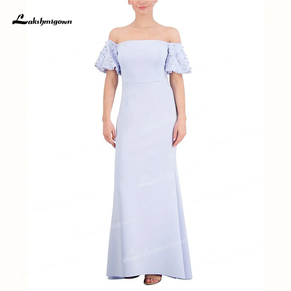 Lakshmigown Boat Neck Flowers Klasyczna formalna sukienka dla mamy Off The Shoulder Krótki bufiasty rękaw Prosta elegancka wieczorowa suknia dla mamy