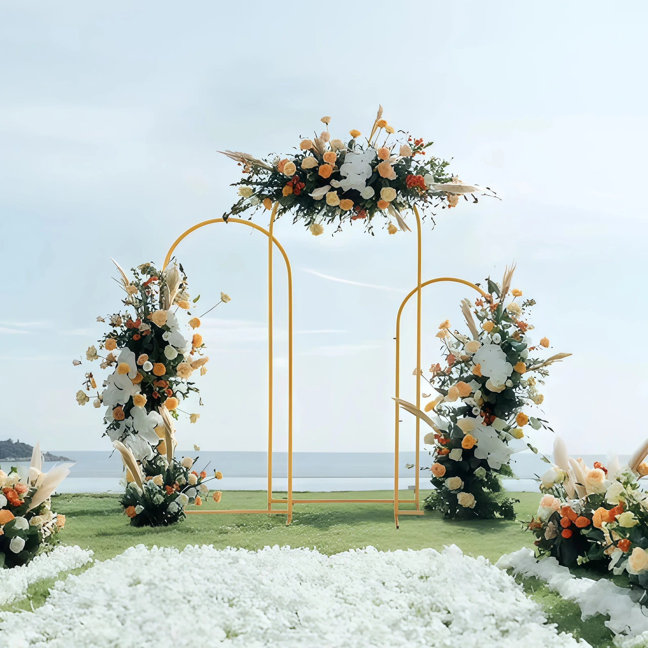 4/5/6/6.6/7.2FT Gold Wedding Arch Stand, Party Decor Balloon Arch, Frame Backdrop Holder Bracket For Birthday Baby Shower