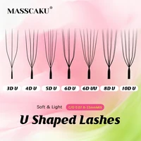 Pestañas MASSCAKU 8D-10D en Forma de U, Curvatura C D, 8-15 mm, MIX, Negro Mate, Pestañas de Seda Suave Premium para Herramientas de Maquillaje