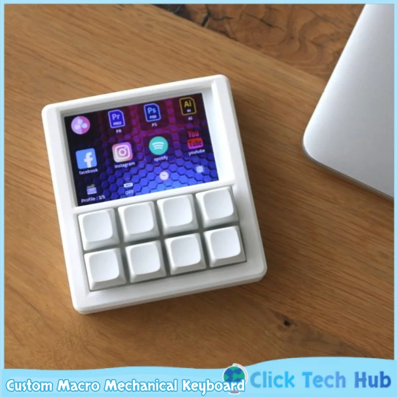 Custom Macro Mechanical Keyboard 8 Key Lcd Screen Programmable Shortcut Desktop Controller For Graphic Designer Video Editor